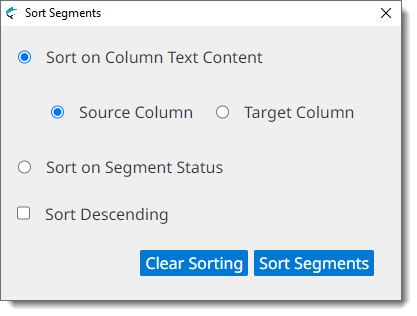 Sort Segments Dialog