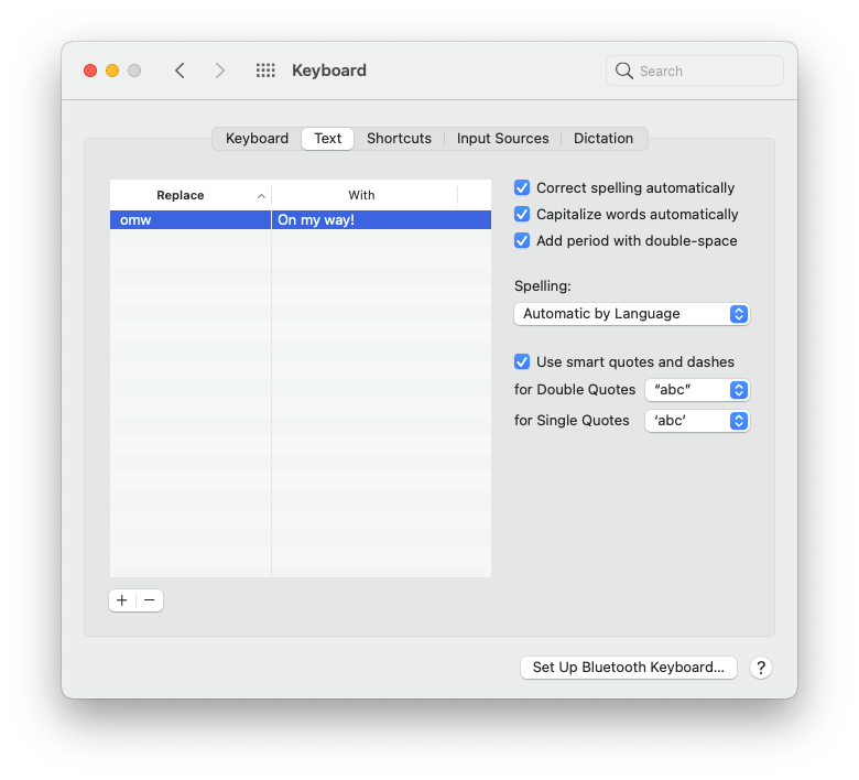 Text Preferences