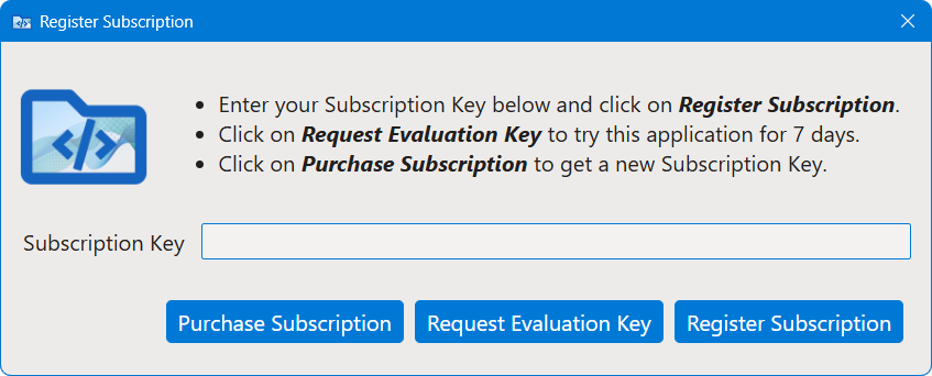 Register Subscription Dialog