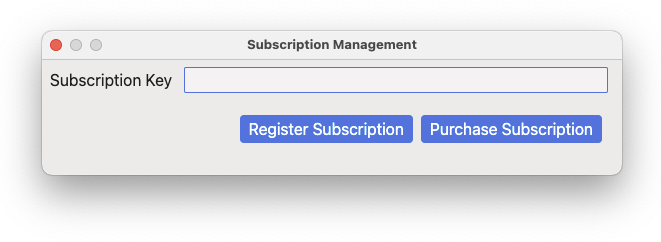 Subscription Management dialog